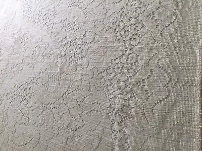 Vintage Ivory Quaker Lace Tablecloth Floral & Scroll 52”x 72” Blend Fabric • $9