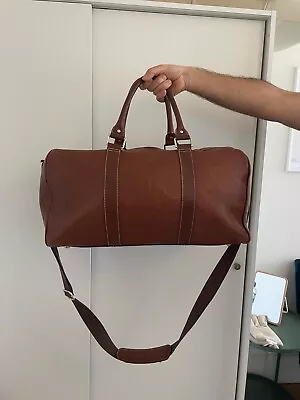 M&S Premium Leather Weekend Bag - Brown Genuine Leather Holdall  • £46