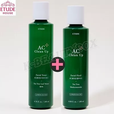 ETUDE AC Clean Up Tea Tree Facial Toner 200ml+Fluid 180ml Korean Skin Care • $40.98