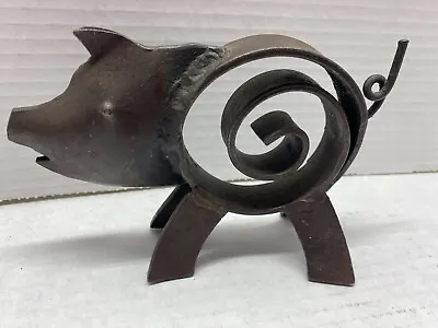 VTG Hand Forged Iron Figural Pig Sculpture Rustic • $37