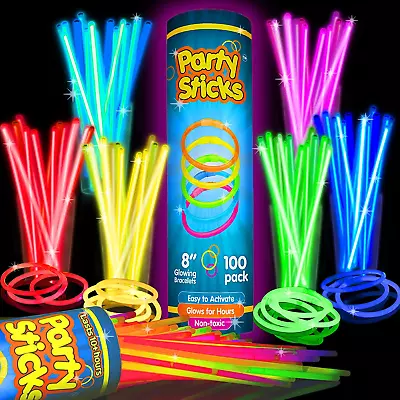 Glow Sticks Bulk Party Favors 100Pk - 8  Glow In The Dark Party Supplies Light  • $10.74