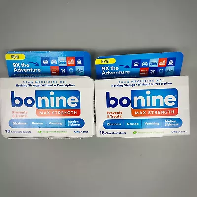 Bonine Motion Sickness Less Drowsy Peppermint Chewable 16 Tabs X 2PK Exp 1/25+ • $14.39