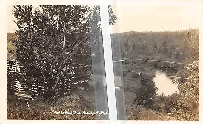 VANDERBILT Michigan Postcard RPPC Otsego County Club House Made Of Logs 1929 • $12.99