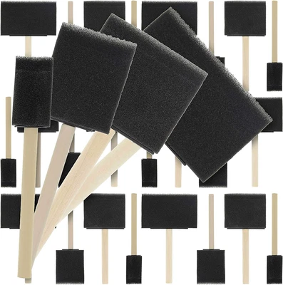 $24.80 • Buy Variety Pack Foam Sponge Wood Handle Paint Brush Set (Value Pack Of 40 Brushes) 