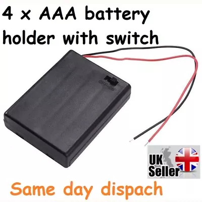 Battery Holder Closed 4 X AAA WIRE LEAD 4xAAA With Switch On-off 6V UK • £3.79