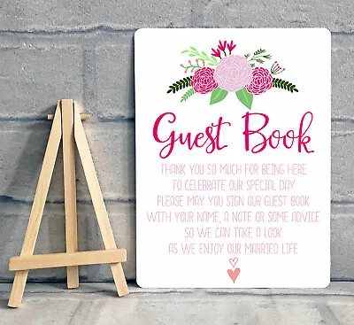 £6.95 • Buy A5 Guest Book Wishing Tree Hearts Drop Box Metal Table Sign Wedding - FLOWER