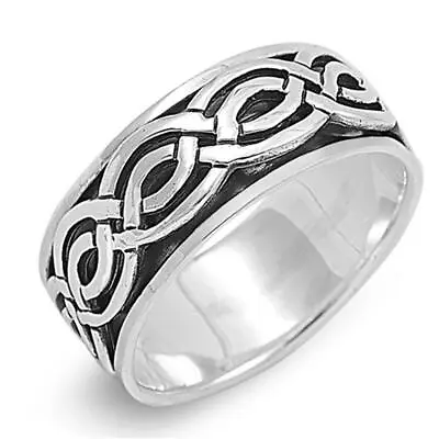 Men's Spinner Wedding Ring Celtic Weave New .925 Sterling Silver Band Sizes 7-14 • $26.89