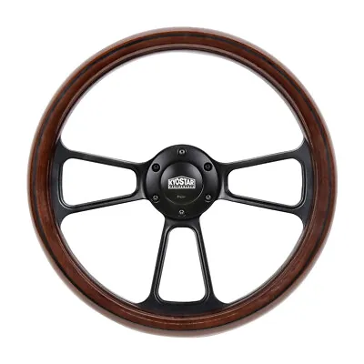  14 Inch (350mm) Billet Dark Wood Steering Wheel Real Mahogany 6 Hole Universal  • $139.72