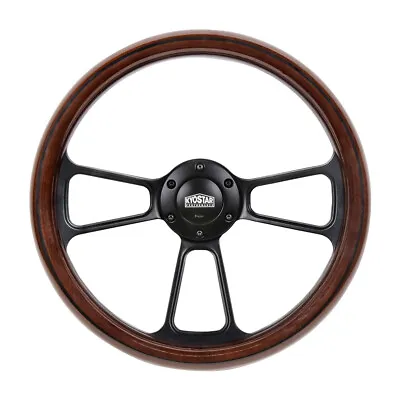 Kyostar 14'' 350mm Billet Steering Wheel Real Mahogany Wood Black Universal New  • $112.86