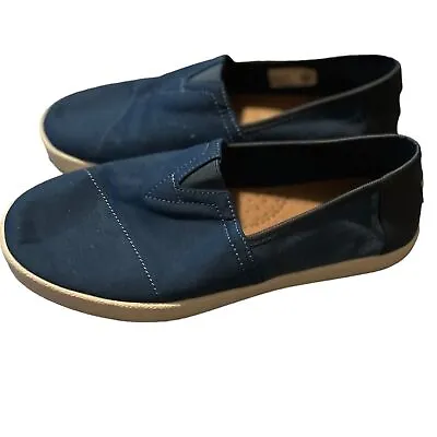 TOMS Shoes Mens 6 Alpargata Casual Comfort Slip On Loafer Blue Fabric Round Toe • $25