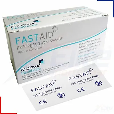 Fast Aid Pre-Injection Swabs 70% IPA Alcohol Wipes Piercing Tattoo Medical • £0.99