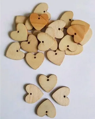20 Mini Heart 2.0cm  Natural Small Wooden Buttons Wood Card Making Love  • £1.17