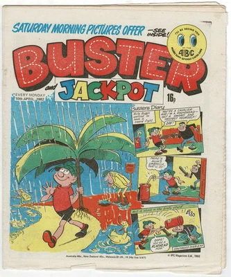 £1 • Buy Buster & Jackpot Comic 10th April 1982 Chalky  Ivor Lott Leopard Lime St