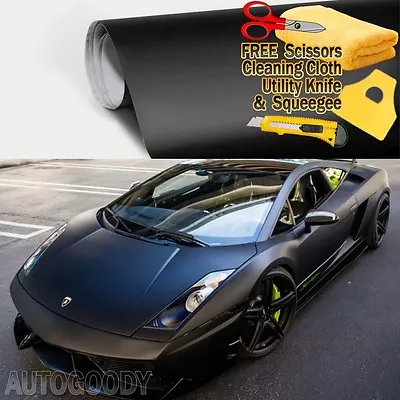 24  X 60  Matte Flat Black Vinyl Film Wrap Sticker Decal Bubble Free Air Release • $15.19