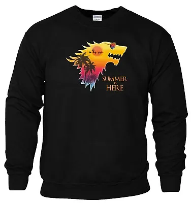 Game Of Thrones Sweatshirt Summer Is Here Parody GOT Wolf Jon Snow Gift Men Top • £15.99