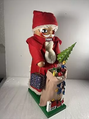 STEINBACH VOLKSKUNST GERMANY FOLK ART CARVED WOOD SANTA NUTCRACKER 13 Inches • $75