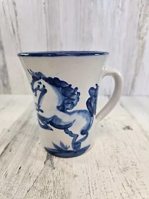 MA Hadley Vintage Horse Coffee Mug The End Blue And White (G) • $39.99