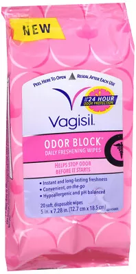 $8.74 • Buy Vagisil Odor Block Daily Refreshing Wipes 20 Soft Wipes