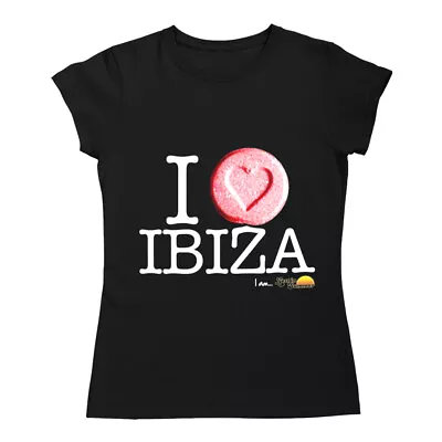 I Love Ibiza Women's T Shirt Heart Pill Ecstasy MDMA Funny Black Pink • £19.99