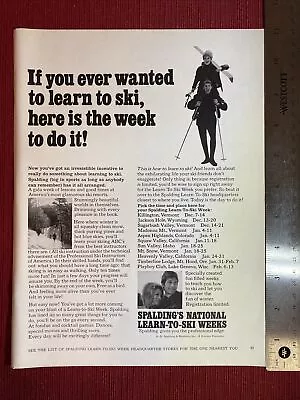Spalding’s National Learn-To-Ski Weeks 1969 Print Ad - Great To Frame! • $6.95