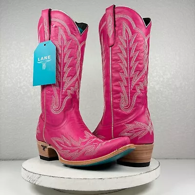 Lane LEXINGTON Hot Pink Cowboy Boots 9 Womens Leather Western Wear Snip Toe Tall • $210