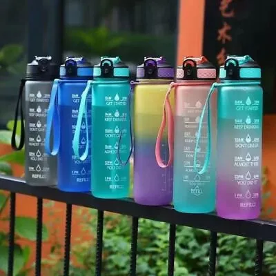 Outdoor Sports 1 Litre Leak-proof Water Bottle Drinking Cups With Time Maker • $19.88