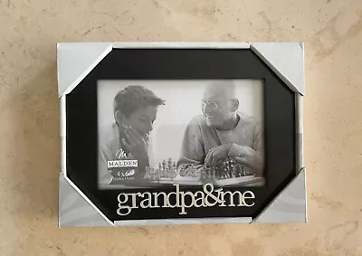 Grandpa & Me Picture Frame 4”x6” Photo Black Silver Metal Expression Malden • $12