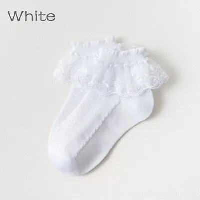 Baby Girl's School Jester Lace Ruffled Frilly Ankle Socks Cute Fancy Fashionable • $4.94