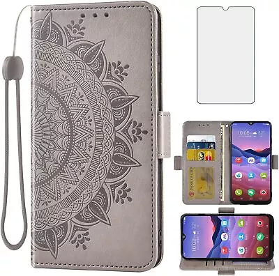 Compatible With ZTE Blade V20 Smart Wallet Case And Tempered Glass Screen Protec • $27.98