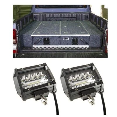 $93.95 • Buy Universal Ute Wing Kit - Wings For 1300mm Titan Drawers + 4  LED Light Bar 4WD