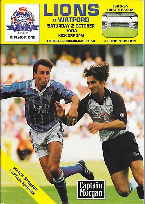 MILLWALL   V.   WATFORD.   Division One.   1993/94 • £0.50