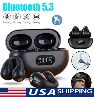 Bluetooth 5.3 Wireless Earbuds Ear Clip Bone Conduction Headphones Sport Headset • $15.99