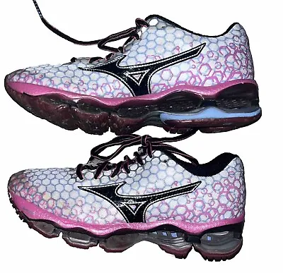 Mizuno Wave Prophecy 3 Running Shoes Pink White 410570.004U Womens Sz 7 • $39.69