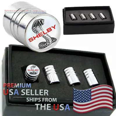$35.97 • Buy Ford Mustang Shelby GT Logo Valve Stem Caps Chrome Tire Kit Wheels Cars Cobra US