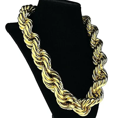 14K Gold Plated Huge Chain Hollow Rope Dookie 25MM X 20  Inch Hip Hop Necklace • $45.99