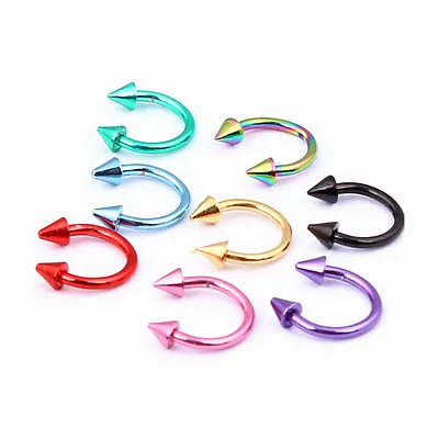 8pcs Colorful Nose Septum Horseshoe Bar Lip Ear Ring Stud Ball Cone Piercing 16G • $3.90