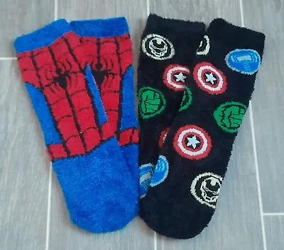 New MARVEL Avengers SPIDER-MAN Boy's Kid's 2 Pack Cosy Bed Socks - Various Sizes • £7.99