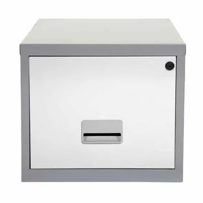 A4 1 Drawer Maxi Small Filing Cabinet Silver White - QUALITY DURABLE STEEL METAL • £61.99