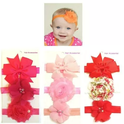 $4.99 • Buy 3 Pcs/set Kids Baby Toddler Flower Bead Butterfly Bow Headbands Hair Accessories