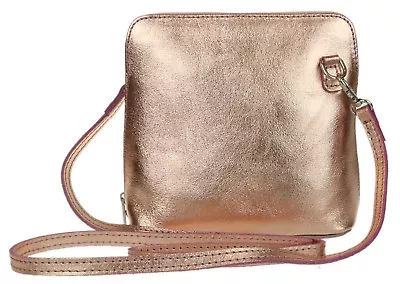 £12.99 • Buy Small Genuine Real Leather Metallic Vera Pelle Cross Body Shoulder Bag Italian