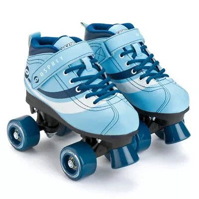 Osprey Disco Quad Roller Skates For Adults And Kids Retro Roller Boots Blue • £32.99