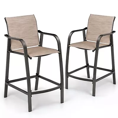 Aluminum Outdoor Bar Stool Set Of 2 Patio Counter Height Stools & Bar Chairs • $189.99