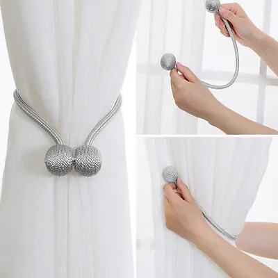 £4.39 • Buy 2x Strong Magnetic Curtain Tie Backs Ball Clips Buckle Curtain Tie Rope Holdback