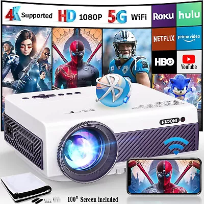 Projector WiFi Bluetooth 4K Movie 1080P Portable Office Home Theater With Screen • $109.99