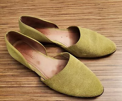 MADEWELL Shoes 8 Marisa D’Orsay Flats Lizard Embossed Green Suede Leather  • $17.88