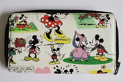 Disney Parks Mickey & Minnie Mouse Retro Cartoon Print Zippered Wallet • $15.99