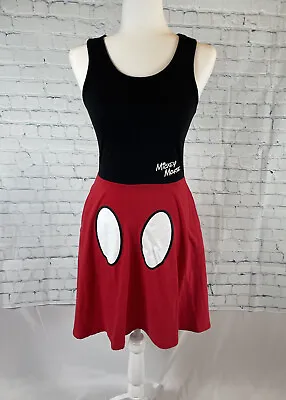 Disney Junior Tank Dress Cosplay Mickey Mouse Black Red W/ Pockets Sz S 3/5 Lady • $14.99