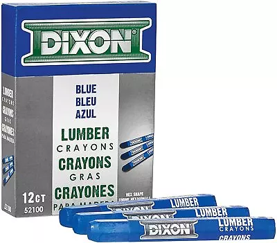 Dixon Industrial Lumber Marking Crayons 4.5  X 1/2  Hex Blue 12-Pack (52100 • $14.56