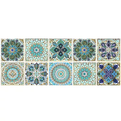  10 Pcs Simulated Tile Stickers Pvc Floor Retro Ceramic Tiles Decals • £8.99