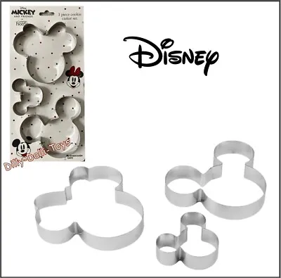 Disney Mickey & Minnie Mouse Cookie Cutters Stainless Steel Metal Biscuit Shapes • £5.99